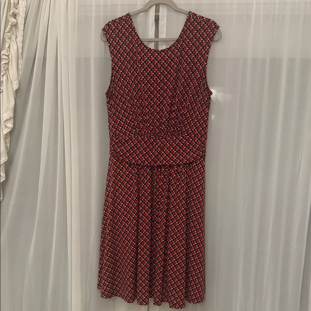 Renee C. Red, black, grey Geometric Midi Dress Size 1X